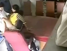 Hidden camera captures schoolteacher and colleague having fun